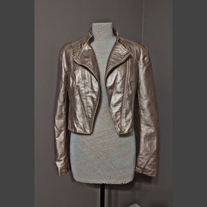 Bebe rose gold vegan moto jacket